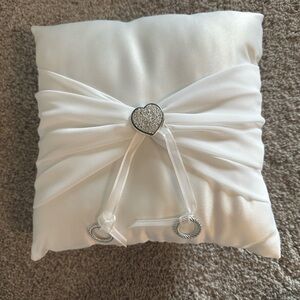 Elegant White Ring Bearer Pillow with Heart Accent